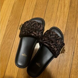 Fendi Women's Brown Slide Sandals